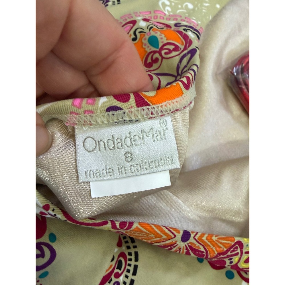 OndadeMar 2-Piece Swim Set Mandala Studded One Piece & Skirt Tan Size 8 M - Picture 6 of 9